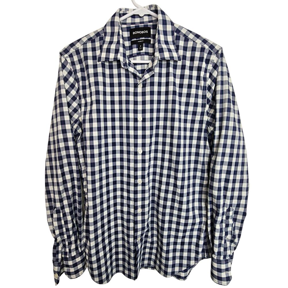 Bonobos Mens Checker Dress Shirt Sz M Tailored Fit Career Business Corp Classic